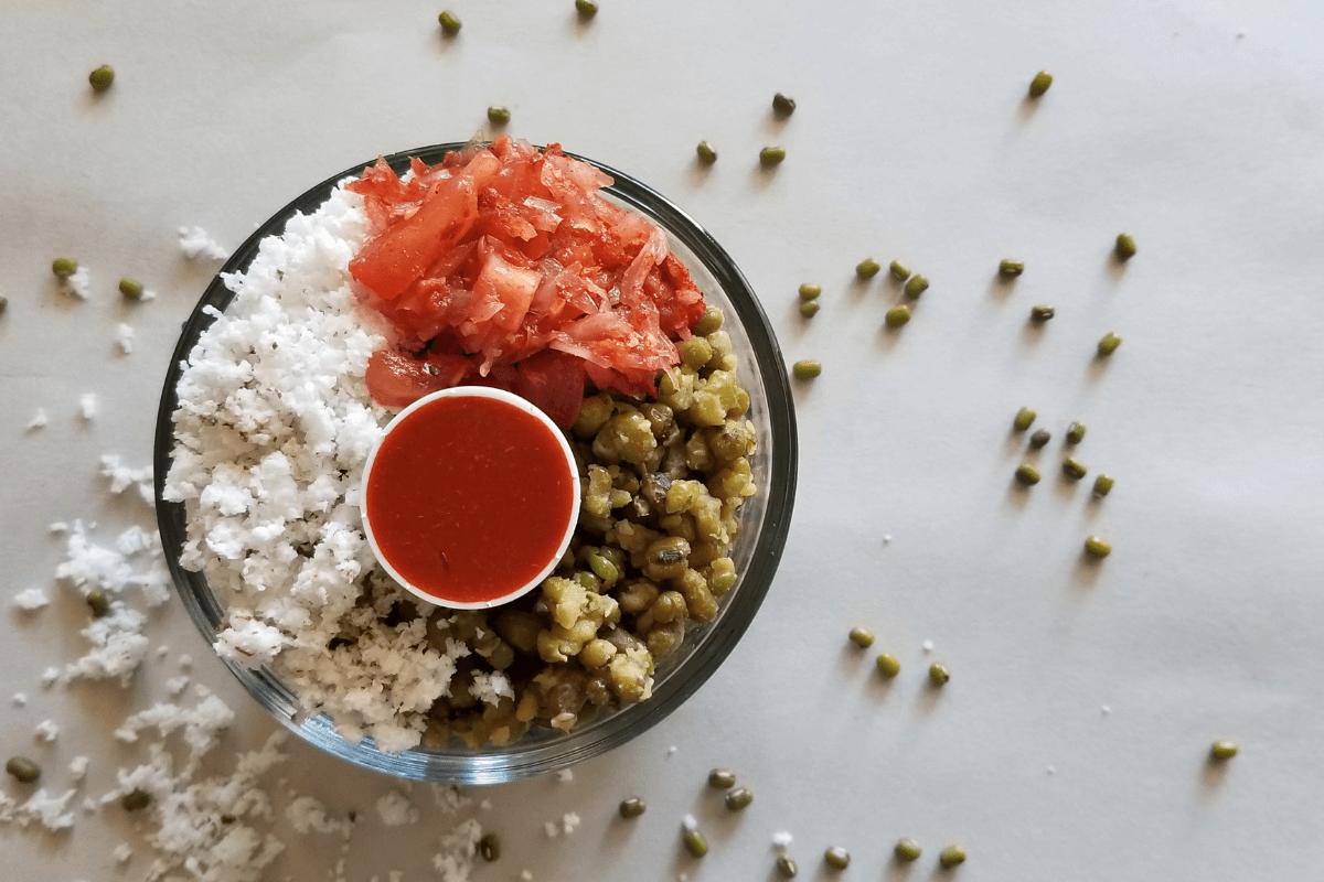 recipe blog post featuring mung beans as the star of the article.