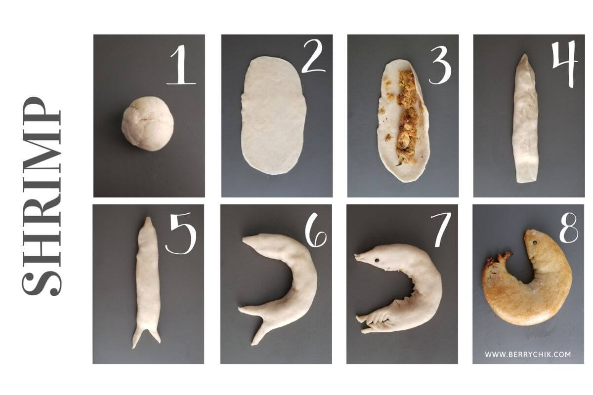 bread shaped like a shrimp