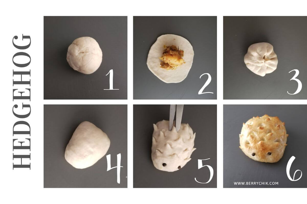 bread shaped like a hedgehog