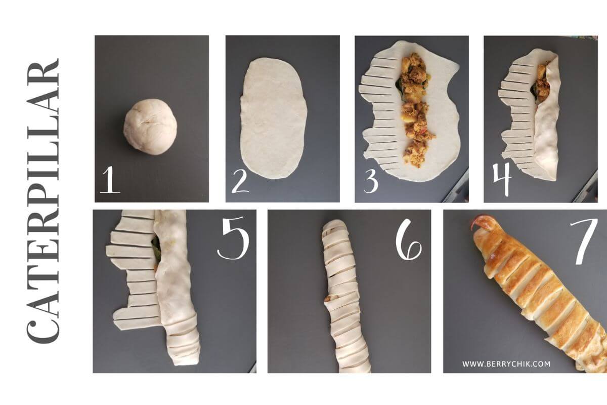 bread shaped like a caterpillar