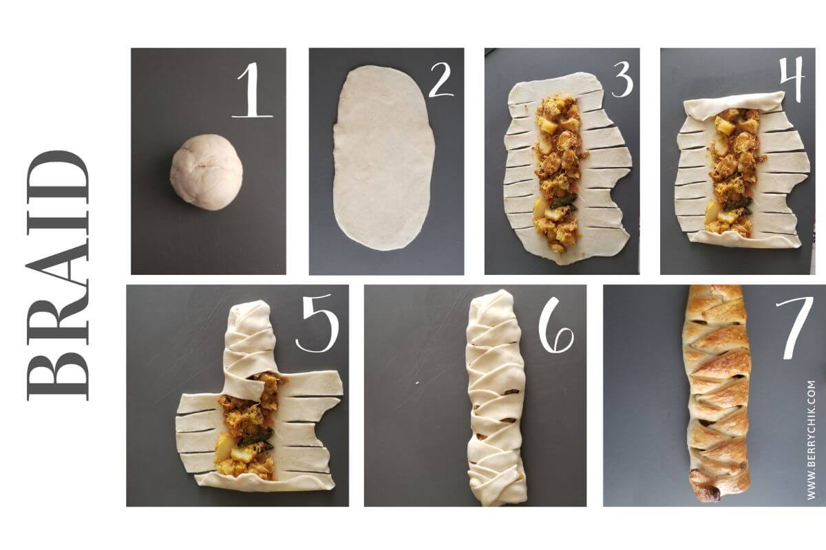 Twist roll bread shape with golden crust and braided design.