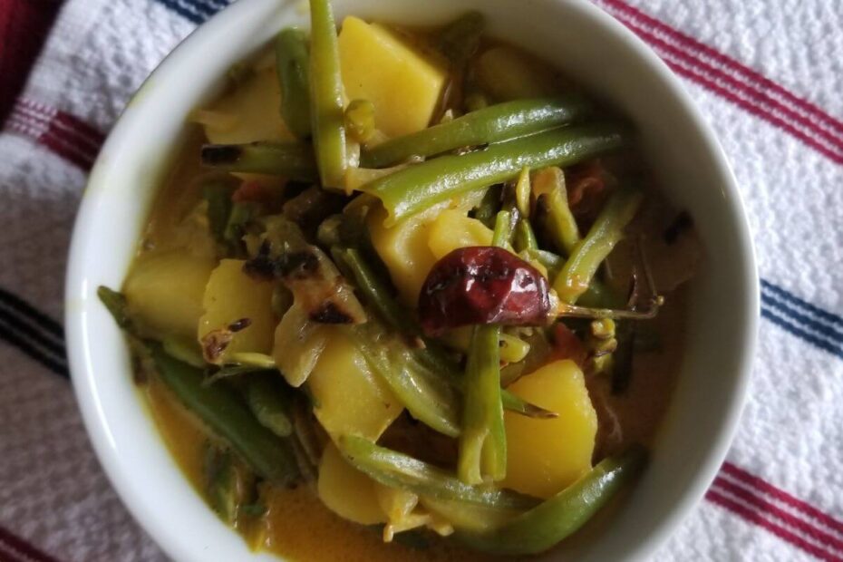 recipe blog post featuring green beans curry