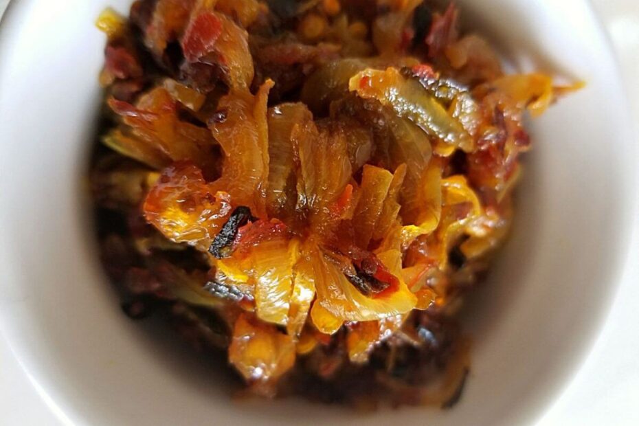 spicy onion sambal on a bowl ready to be served
