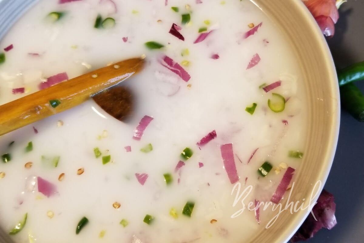 fermented rice ready in a bowl for breakfast