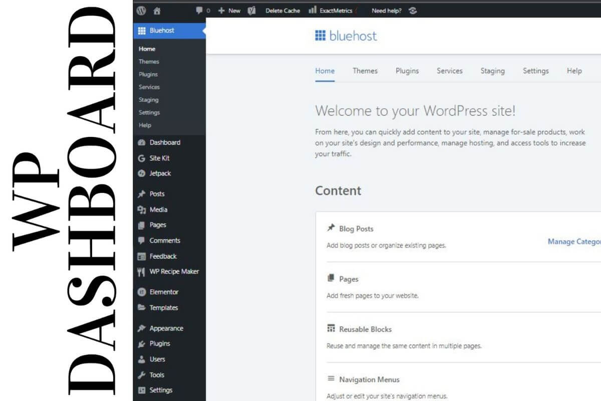 wordpress dashboard to show step by step hwo to use it