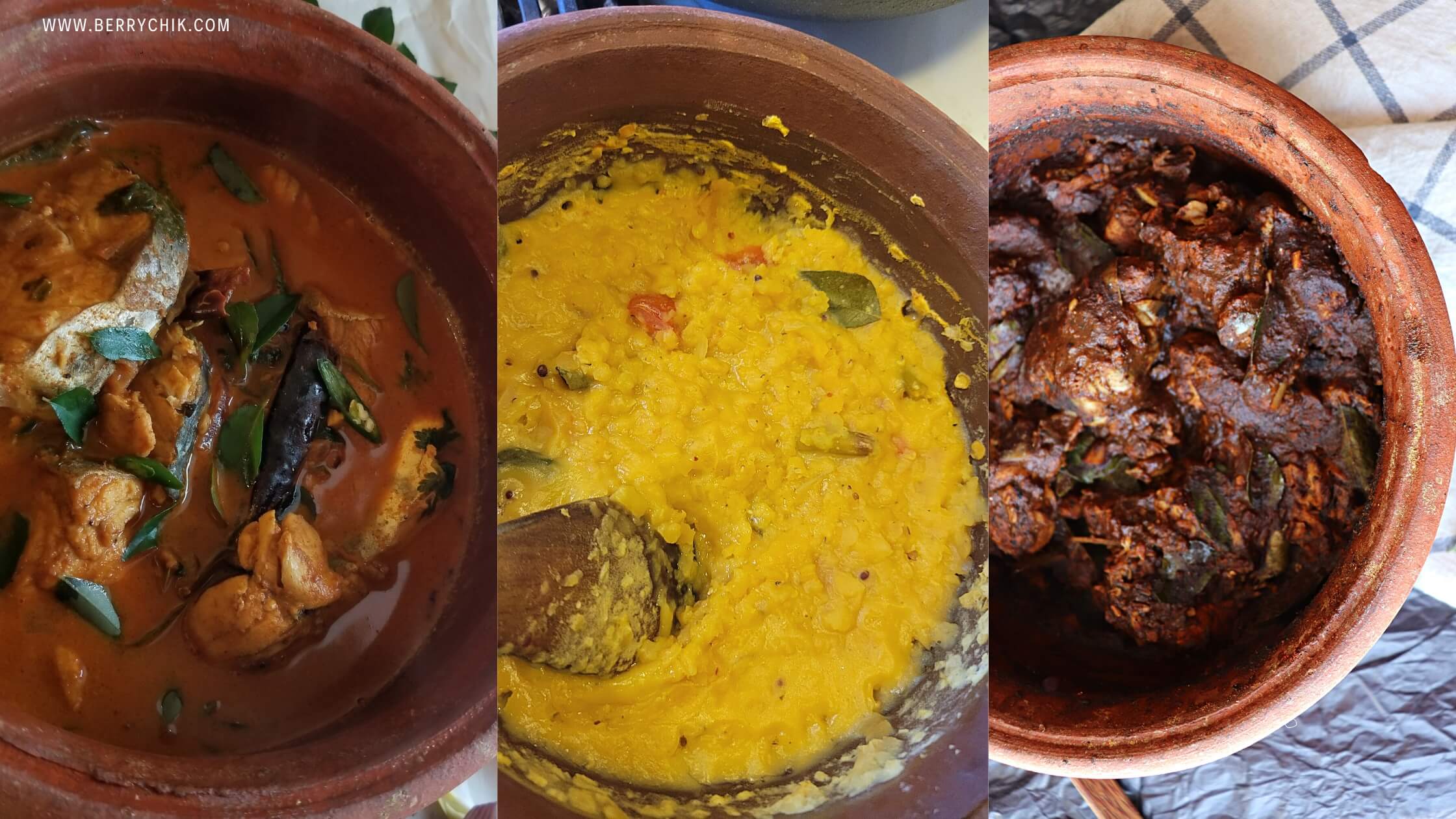three varieties of curries to choose to prepare a lamprais