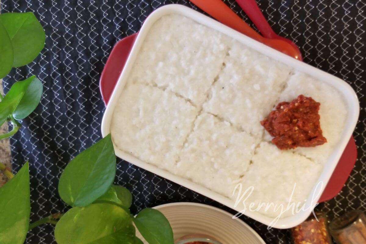 bowl of kiribath, reheated for breakfast