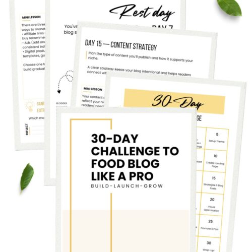 30‑Day to Food Blogging Challenge paid PDF cover for new food bloggers